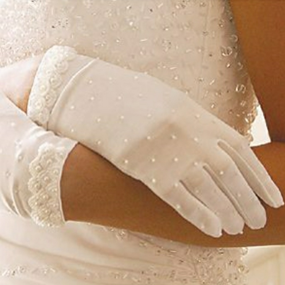 White or Ivory Matte Satin Beautiful Formal or Informal gloves for any occasion